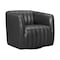 Armen Living Aries Pewter Genuine Leather Swivel Barrel Chair LCARCHPW - alternate 1
